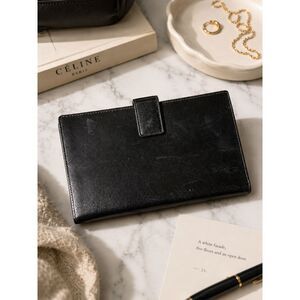 MARK CROSS Vintage Leather Travel Wallet Black Red